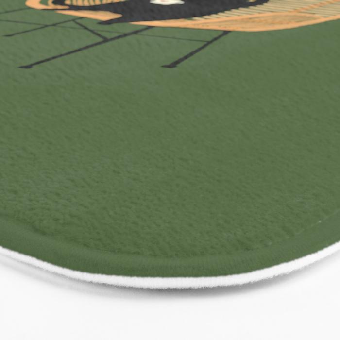 Lazy cat 2b Green enjoy coffee on rattan chair  Bath Mat Gallery Image 3