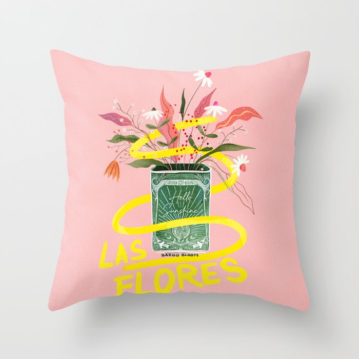 Bright Floral Bouquet - Las Flores Throw Pillow Gallery Image 1