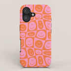 Retro happy face checkered pattern iPhone Case Gallery Image 1