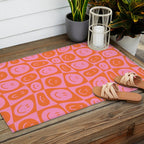 Retro happy face checkered pattern Outdoor Rug Gallery Image 2
