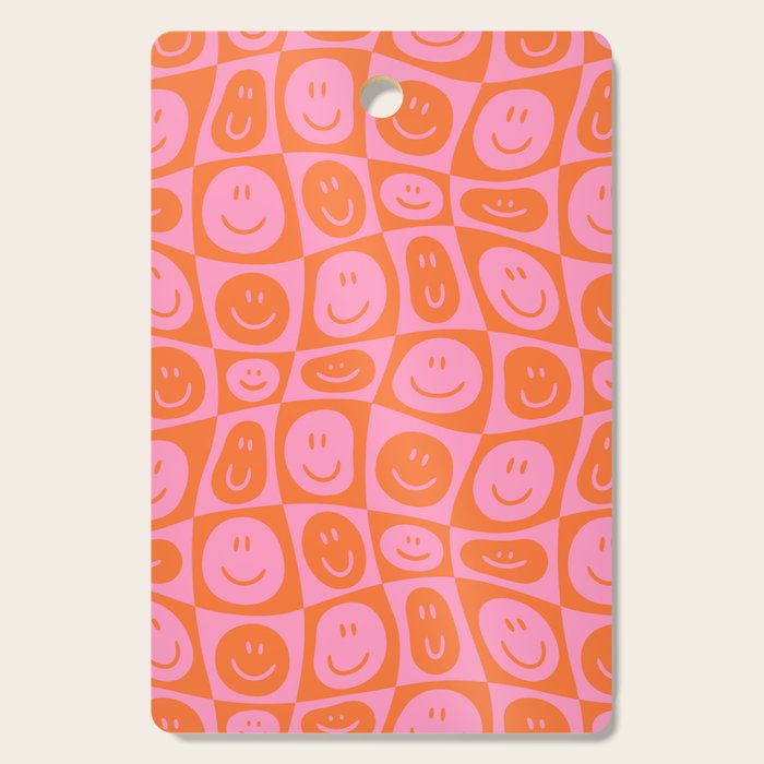 Retro happy face checkered pattern Cutting Board Gallery Image 1