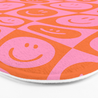 Retro happy face checkered pattern Bath Mat Gallery Image 3