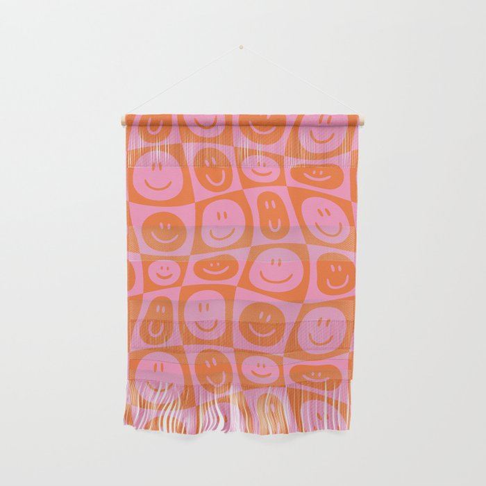Retro happy face checkered pattern Wall Hanging Gallery Image 1