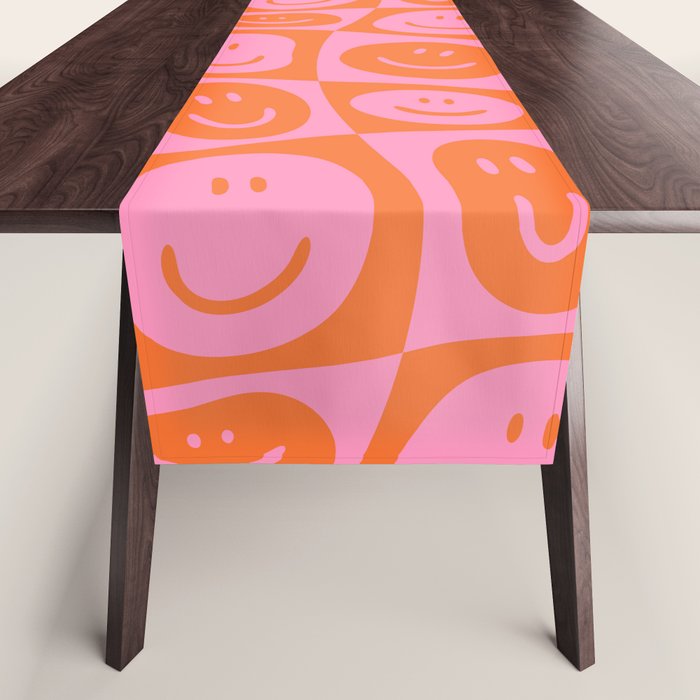 Retro happy face checkered pattern Table Runner Gallery Image 1