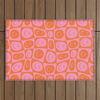 Retro happy face checkered pattern Outdoor Rug Gallery Image 1
