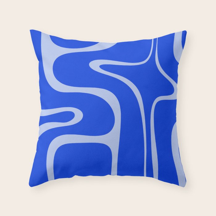 Copacetic Retro Abstract Pattern in Royal Blue and Light Blue Throw Pillow Gallery Image 1