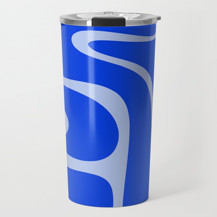 Copacetic Retro Abstract Pattern in Royal Blue and Light Blue Travel Mug Gallery Image 1