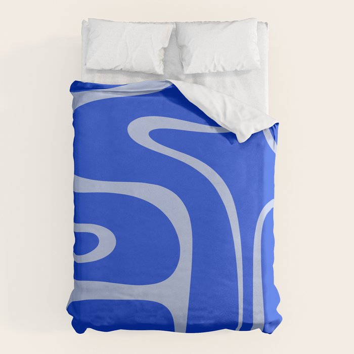 Copacetic Retro Abstract Pattern in Royal Blue and Light Blue Duvet Cover Gallery Image 1