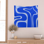 Copacetic Retro Abstract Pattern in Royal Blue and Light Blue Wall Tapestry Gallery Image 2
