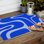 Copacetic Retro Abstract Pattern in Royal Blue and Light Blue Outdoor Rug Gallery Image 2