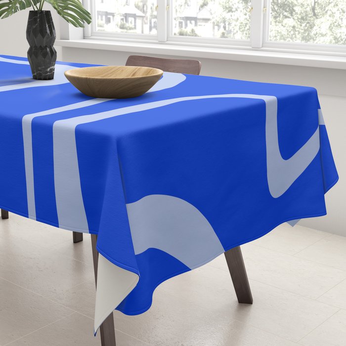 Copacetic Retro Abstract Pattern in Royal Blue and Light Blue Tablecloth Gallery Image 3
