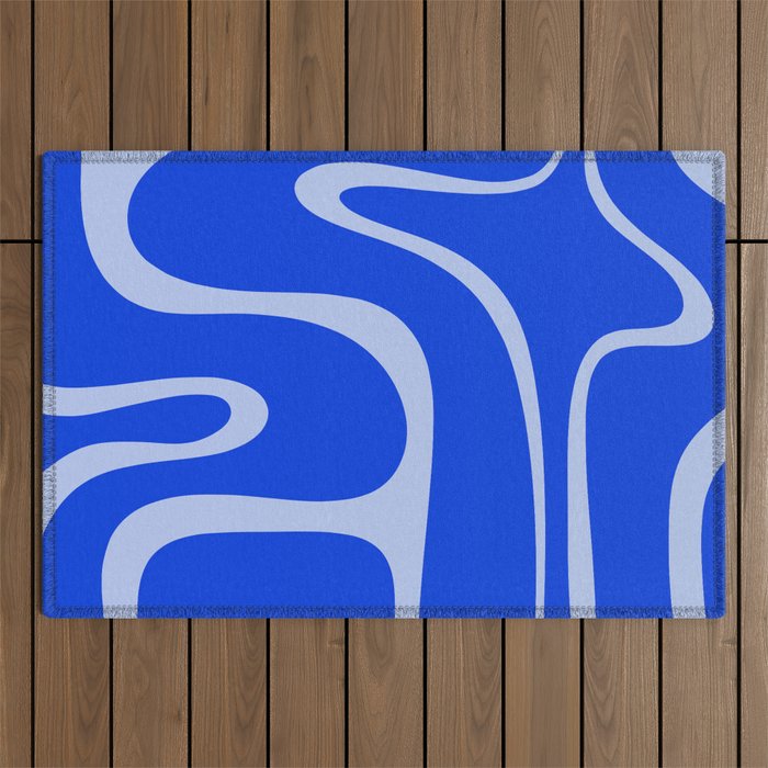 Copacetic Retro Abstract Pattern in Royal Blue and Light Blue Outdoor Rug Gallery Image 1
