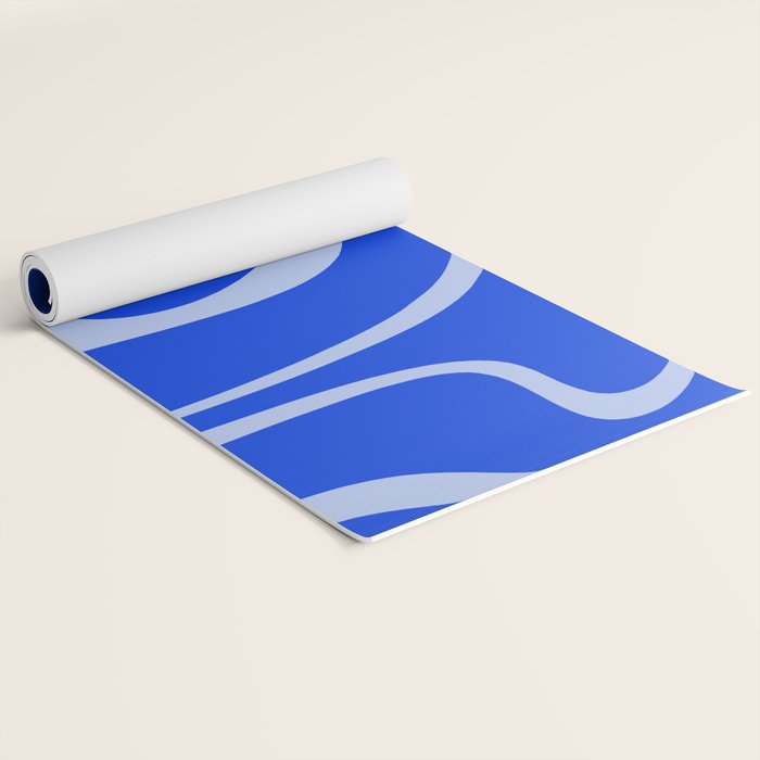 Copacetic Retro Abstract Pattern in Royal Blue and Light Blue Yoga Mat Gallery Image 2
