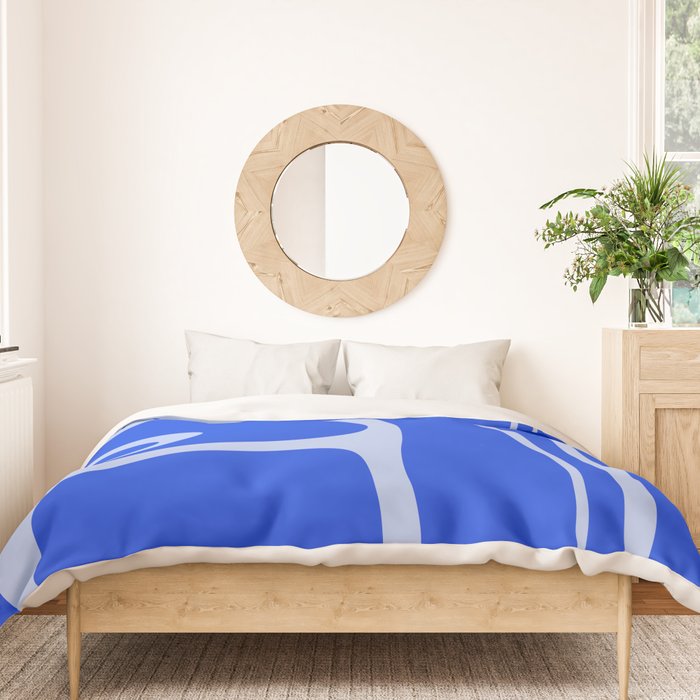 Copacetic Retro Abstract Pattern in Royal Blue and Light Blue Duvet Cover Gallery Image 3