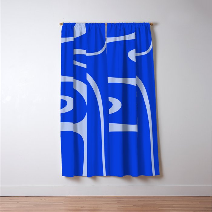 Copacetic Retro Abstract Pattern in Royal Blue and Light Blue Window Curtain Gallery Image 3