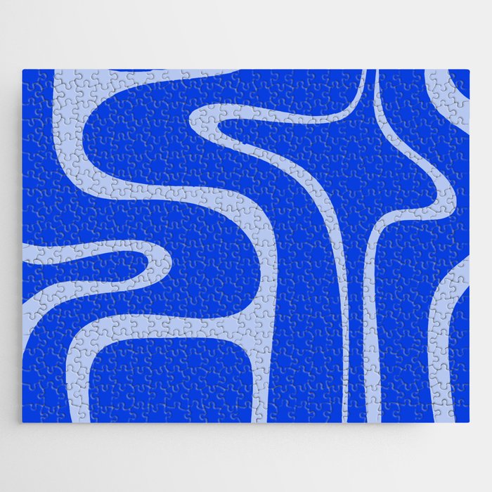 Copacetic Retro Abstract Pattern in Royal Blue and Light Blue Jigsaw Puzzle Gallery Image 1