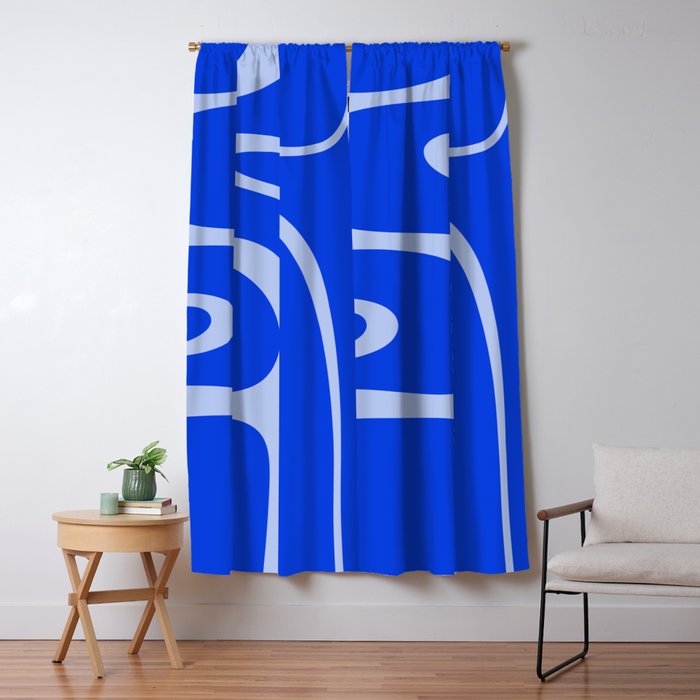 Copacetic Retro Abstract Pattern in Royal Blue and Light Blue Window Curtain Gallery Image 5