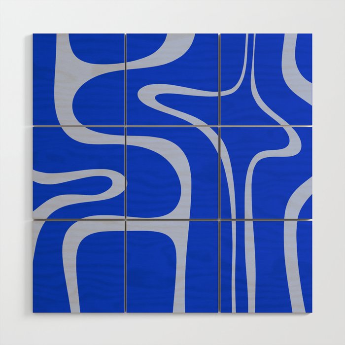 Copacetic Retro Abstract Pattern in Royal Blue and Light Blue Wood Wall Art Gallery Image 1