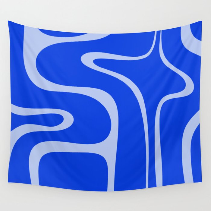 Copacetic Retro Abstract Pattern in Royal Blue and Light Blue Wall Tapestry Gallery Image 4