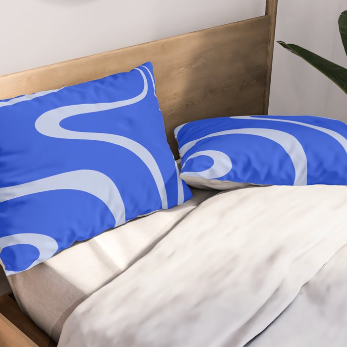 Copacetic Retro Abstract Pattern in Royal Blue and Light Blue Pillow Sham Gallery Image 2