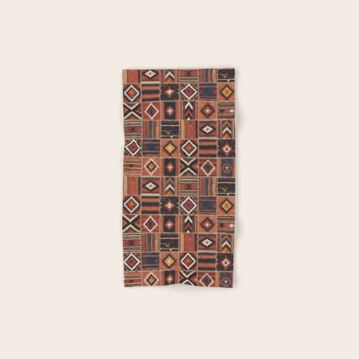 Geometric Tribal Patchwork Rug Design Bath Towel Gallery Image 1