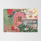 Festive retro Christmas cats modern traditional holiday Rug Gallery Image 2