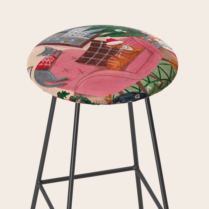 Festive retro Christmas cats modern traditional holiday Stool Gallery Image 2