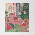 Festive retro Christmas cats modern traditional holiday Throw Blanket Gallery Image 2