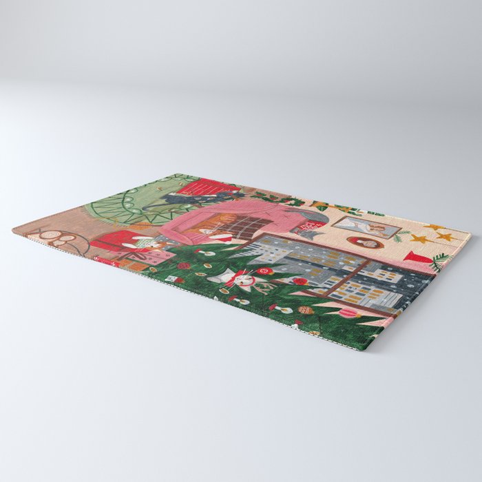Festive retro Christmas cats modern traditional holiday Rug Gallery Image 3