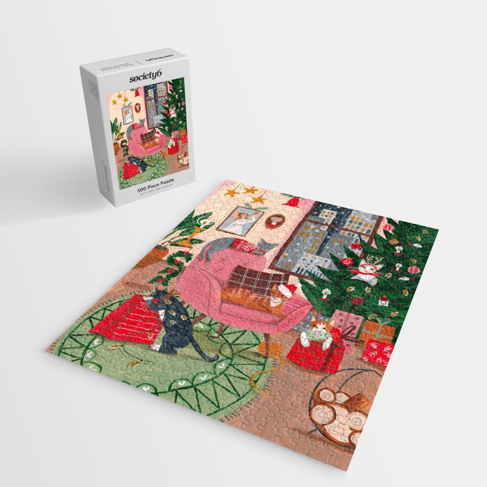 Festive retro Christmas cats modern traditional holiday Jigsaw Puzzle Gallery Image 2
