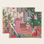 Festive retro Christmas cats modern traditional holiday Placemat Gallery Image 1