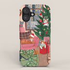 Festive retro Christmas cats modern traditional holiday iPhone Case Gallery Image 1