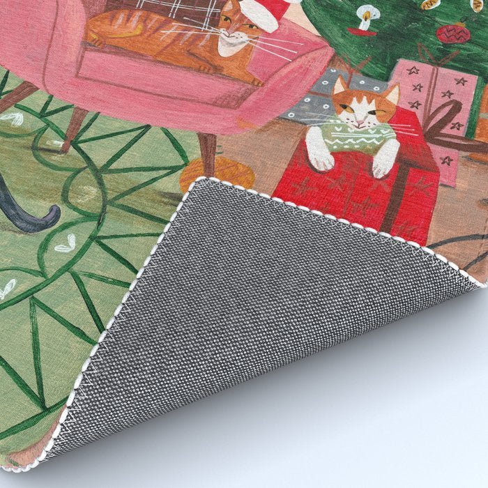 Festive retro Christmas cats modern traditional holiday Rug Gallery Image 4