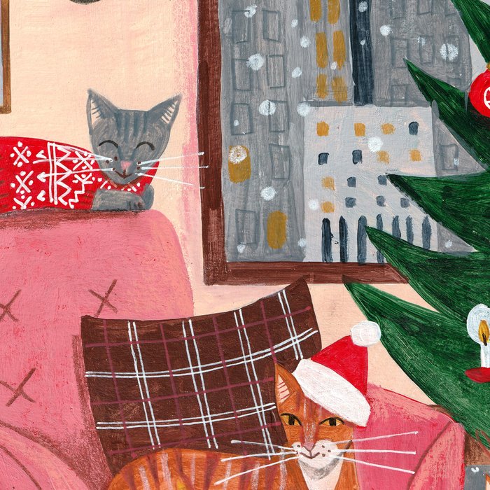 Festive retro Christmas cats modern traditional holiday Coffee Mug Gallery Image 2