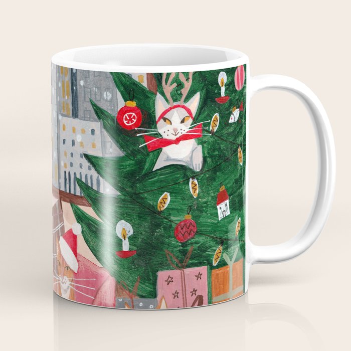 Festive retro Christmas cats modern traditional holiday Coffee Mug Gallery Image 1