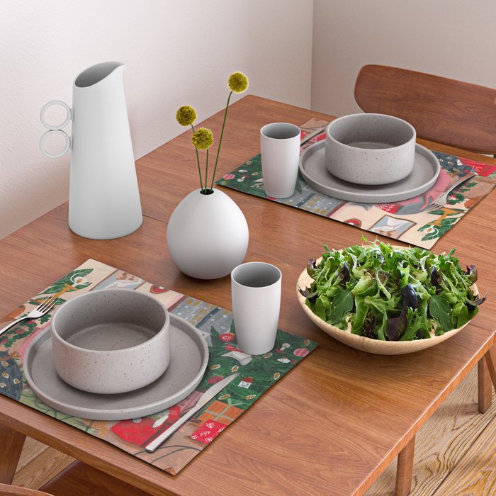 Festive retro Christmas cats modern traditional holiday Placemat Gallery Image 2