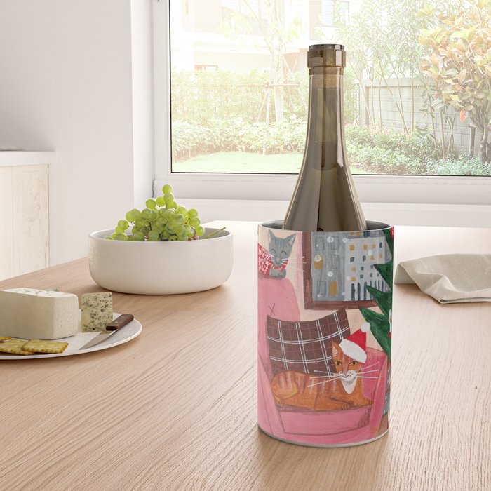 Festive retro Christmas cats modern traditional holiday Wine Chiller Gallery Image 4