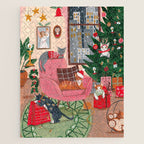 Festive retro Christmas cats modern traditional holiday Jigsaw Puzzle Gallery Image 1