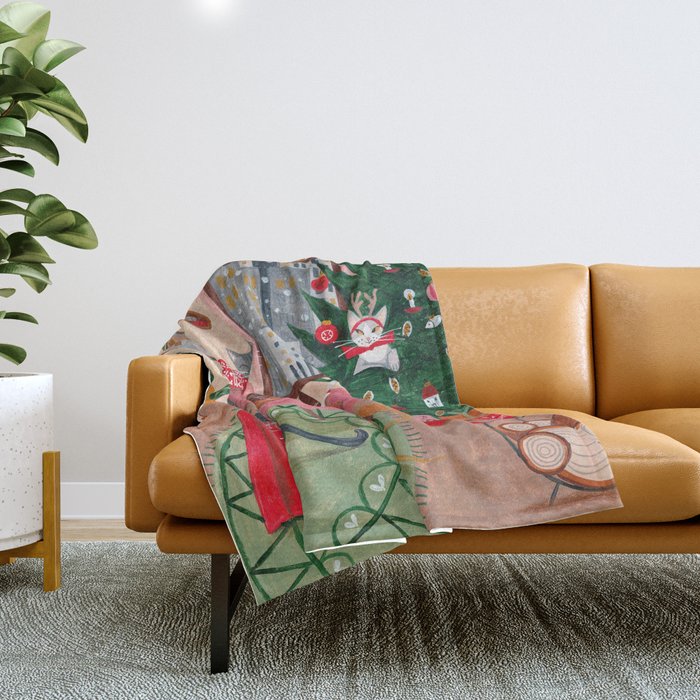 Festive retro Christmas cats modern traditional holiday Throw Blanket Gallery Image 1