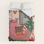 Festive retro Christmas cats modern traditional holiday Duvet Cover Gallery Image 6