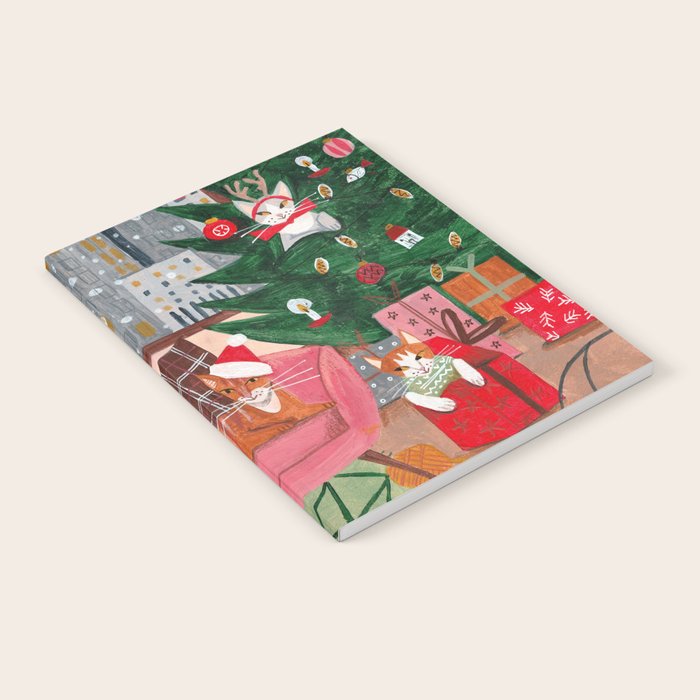 Festive retro Christmas cats modern traditional holiday Notebook Gallery Image 2