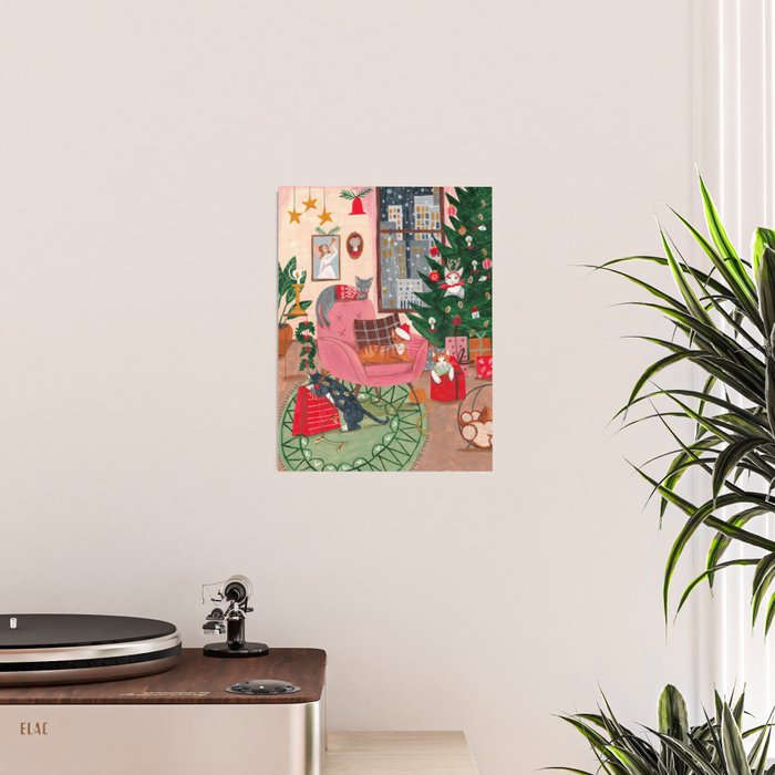 Festive retro Christmas cats modern traditional holiday Poster Gallery Image 2