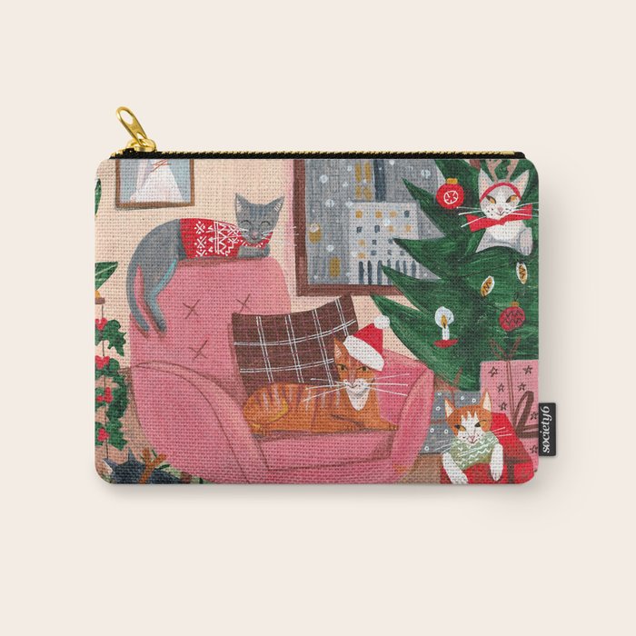 Festive retro Christmas cats modern traditional holiday Carry All Pouch Gallery Image 1