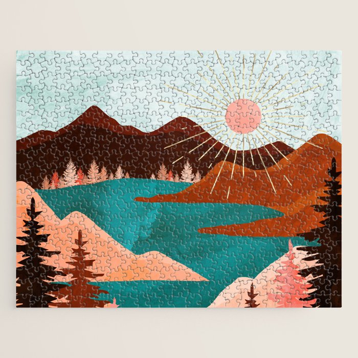 Retro Lake Jigsaw Puzzle Gallery Image 1