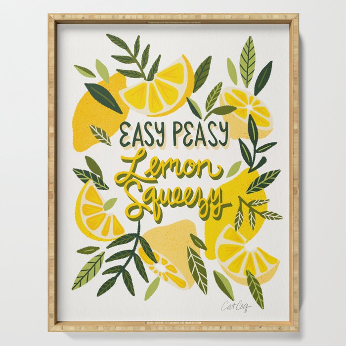 Easy Peasy Lemon Squeezy Citrus - Yellow & Green Palette Serving Tray Gallery Image 1