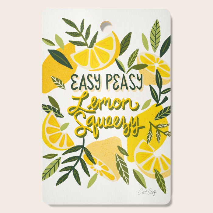 Easy Peasy Lemon Squeezy Citrus - Yellow & Green Palette Cutting Board Gallery Image 1