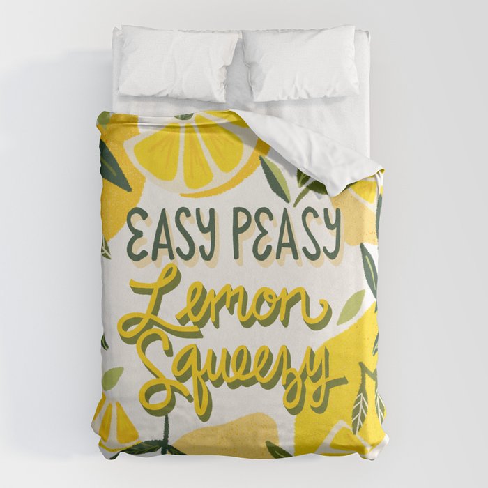 Easy Peasy Lemon Squeezy Citrus - Yellow & Green Palette Duvet Cover Gallery Image 1