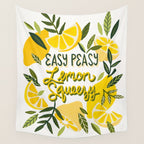 Easy Peasy Lemon Squeezy Citrus - Yellow & Green Palette Wall Tapestry Gallery Image 4