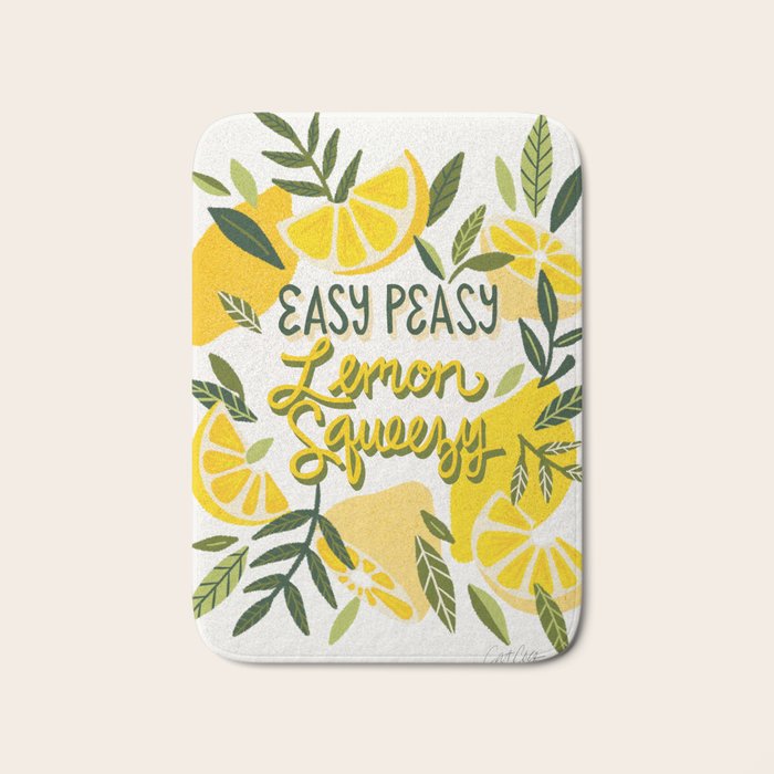 Easy Peasy Lemon Squeezy Citrus - Yellow & Green Palette Bath Mat Gallery Image 1