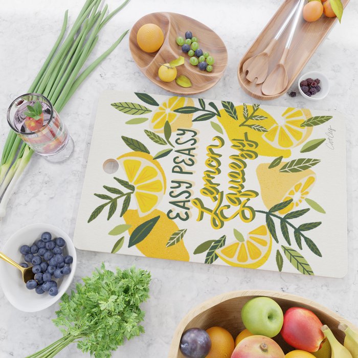 Easy Peasy Lemon Squeezy Citrus - Yellow & Green Palette Cutting Board Gallery Image 2